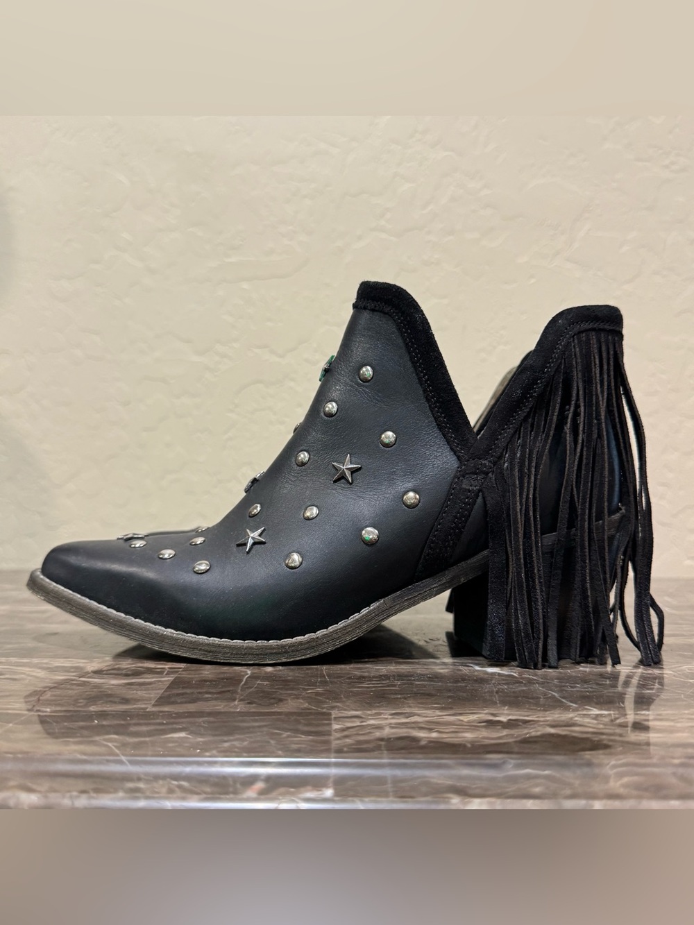 NEW Circle G Studs and Fringe Leather Cowboy Boots